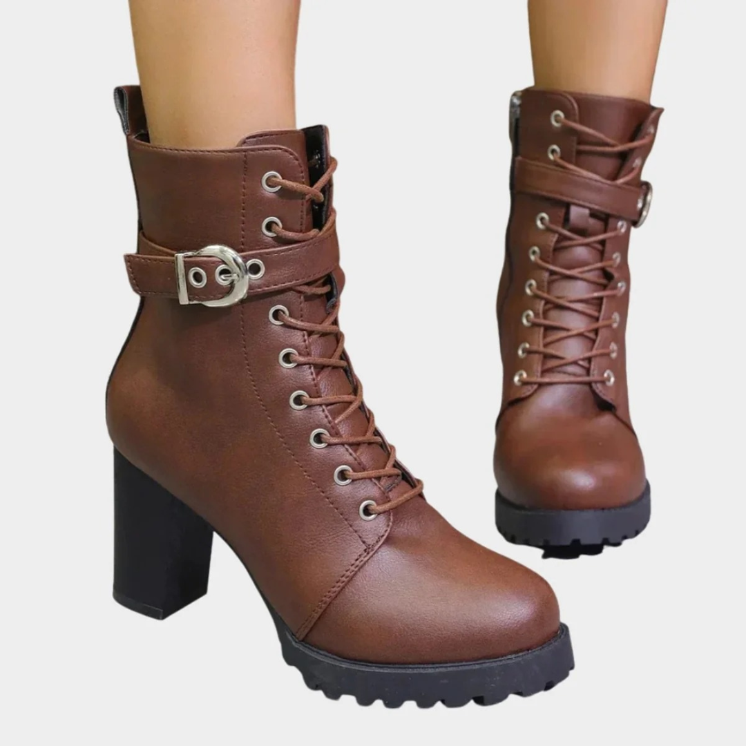 Caroline | Damen Orthopädische Stiefeletten mit Schnürsenkeln, Schnalle und Reißverschluss
