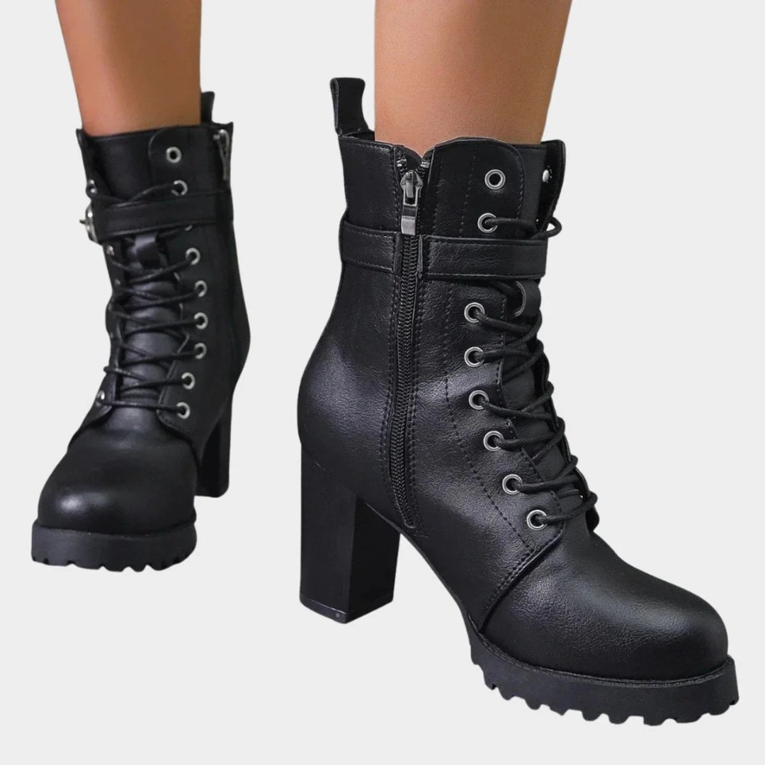 Caroline | Damen Orthopädische Stiefeletten mit Schnürsenkeln, Schnalle und Reißverschluss