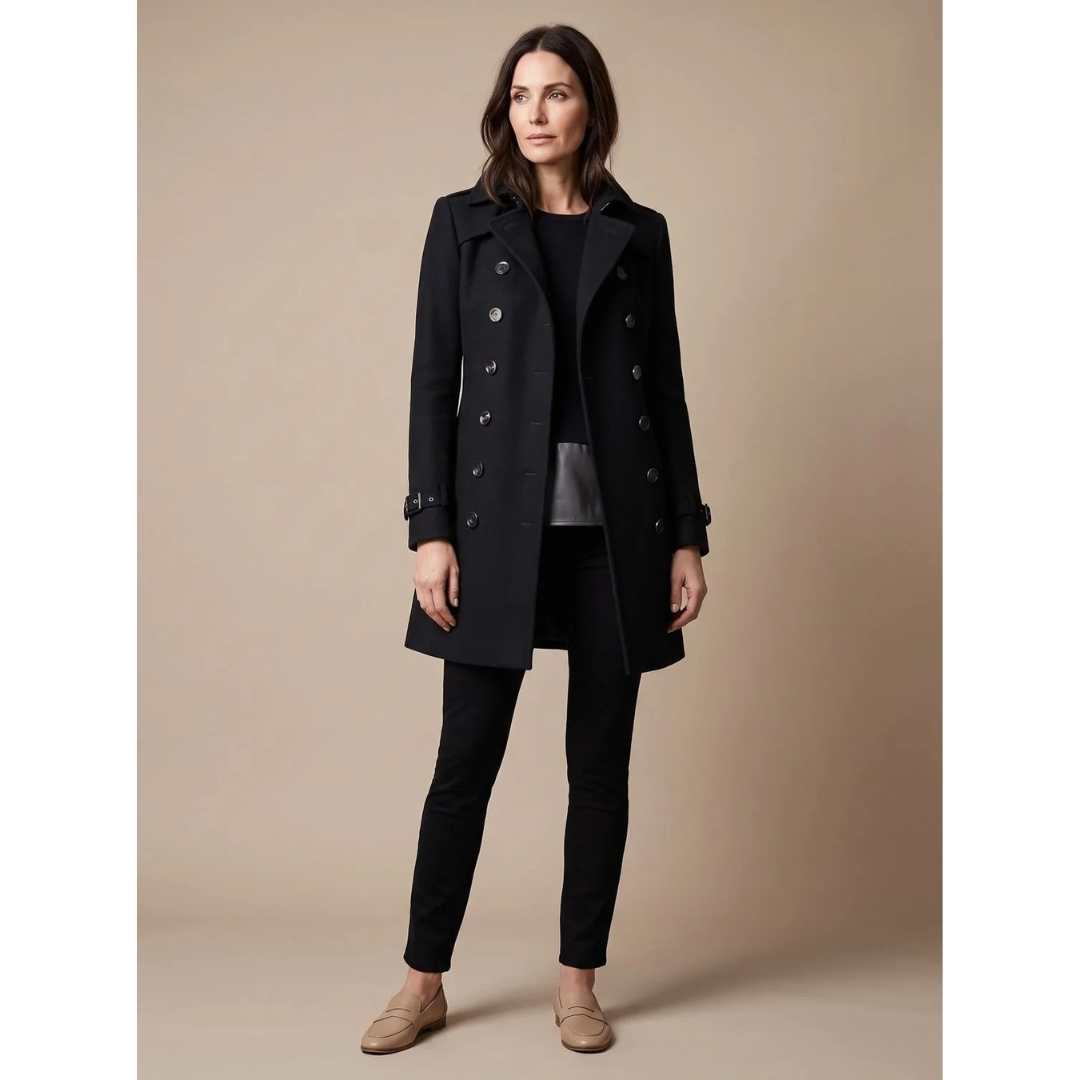 Cataleya | Damen Trench Coat mit Revers und Knöpfen