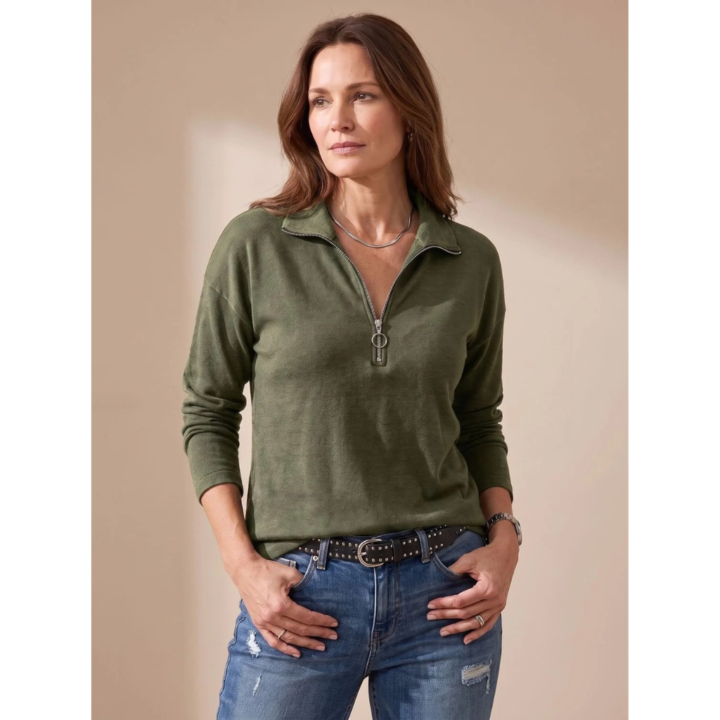 Catrina | Damen Pullover mit Kragen und Halb Zip