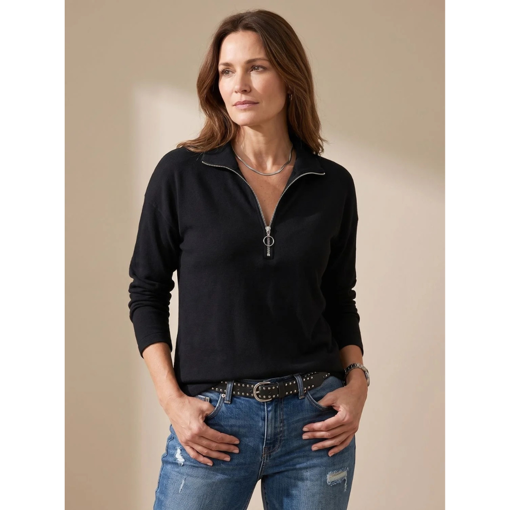 Catrina | Damen Pullover mit Kragen und Halb Zip