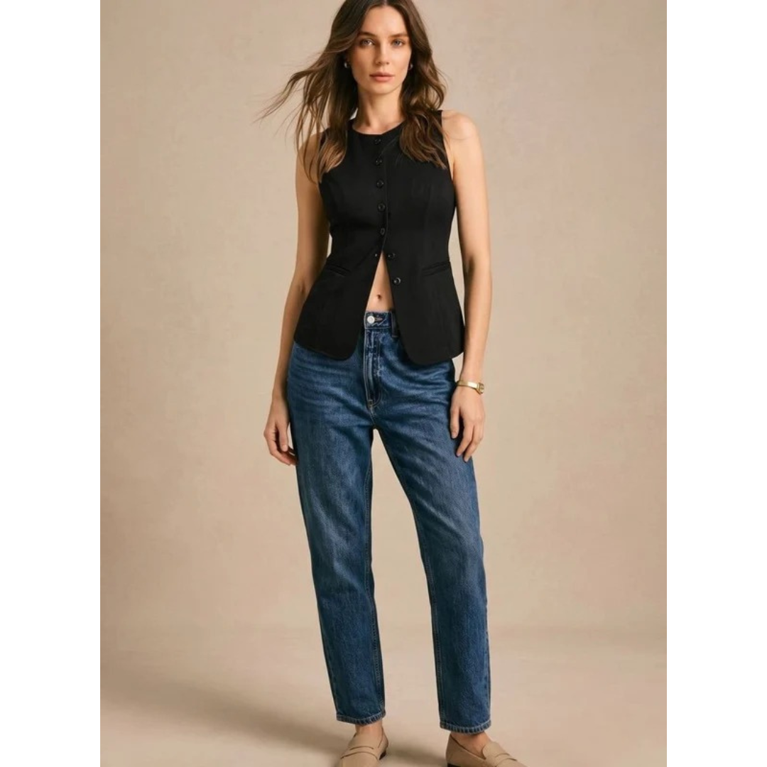 Cecile | Damen Weste mit Knöpfen und gerader Form