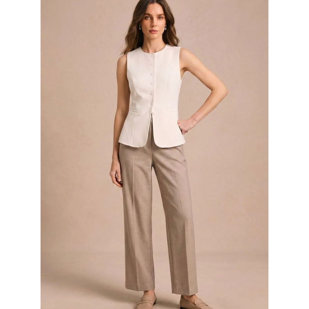 Cecile | Damen Weste mit Knöpfen und gerader Form