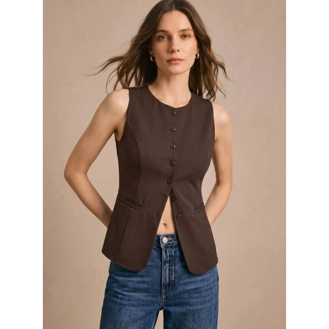 Cecile | Damen Weste mit Knöpfen und gerader Form