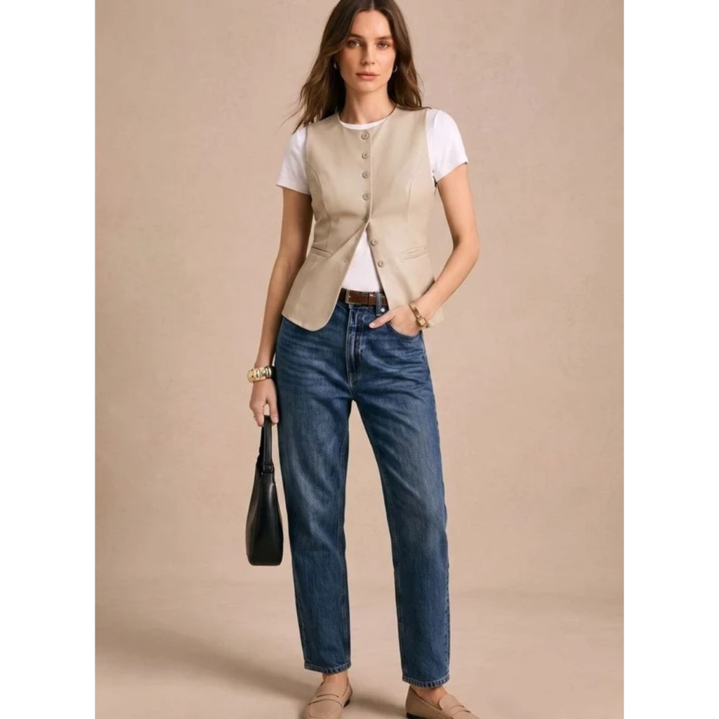 Cecile | Damen Weste mit Knöpfen und gerader Form