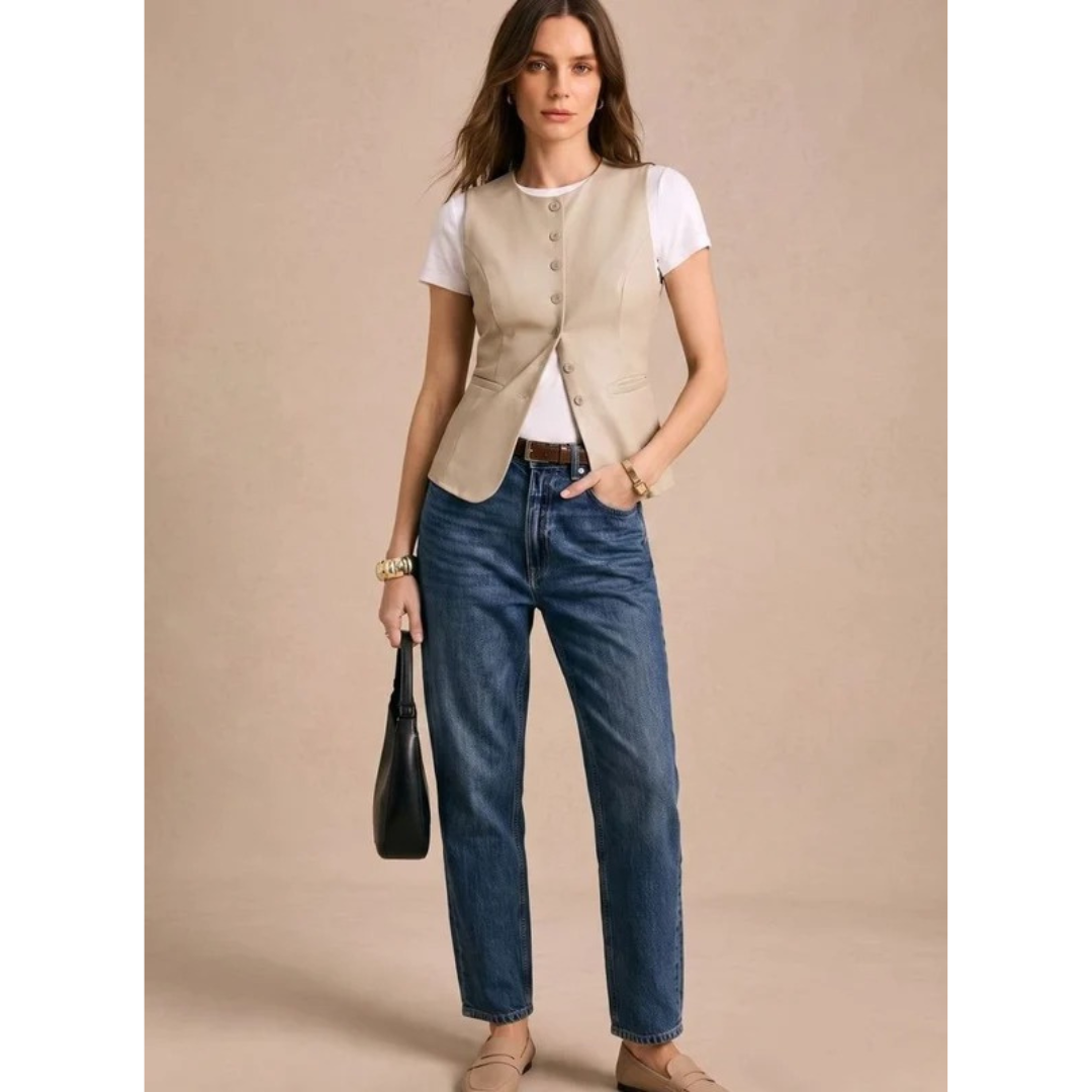 Cecile | Damen Weste mit Knöpfen und gerader Form