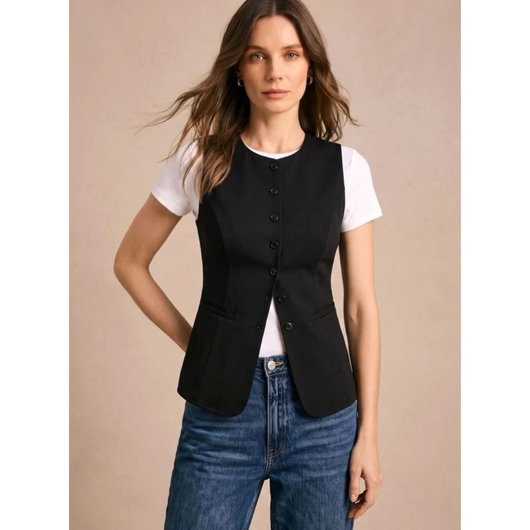Cecile | Damen Weste mit Knöpfen und gerader Form