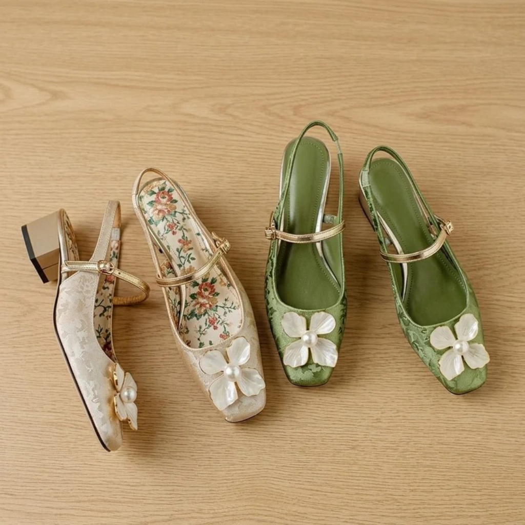 Cecilia | Damen Orthopädische Pumps mit Absatz und Blüten