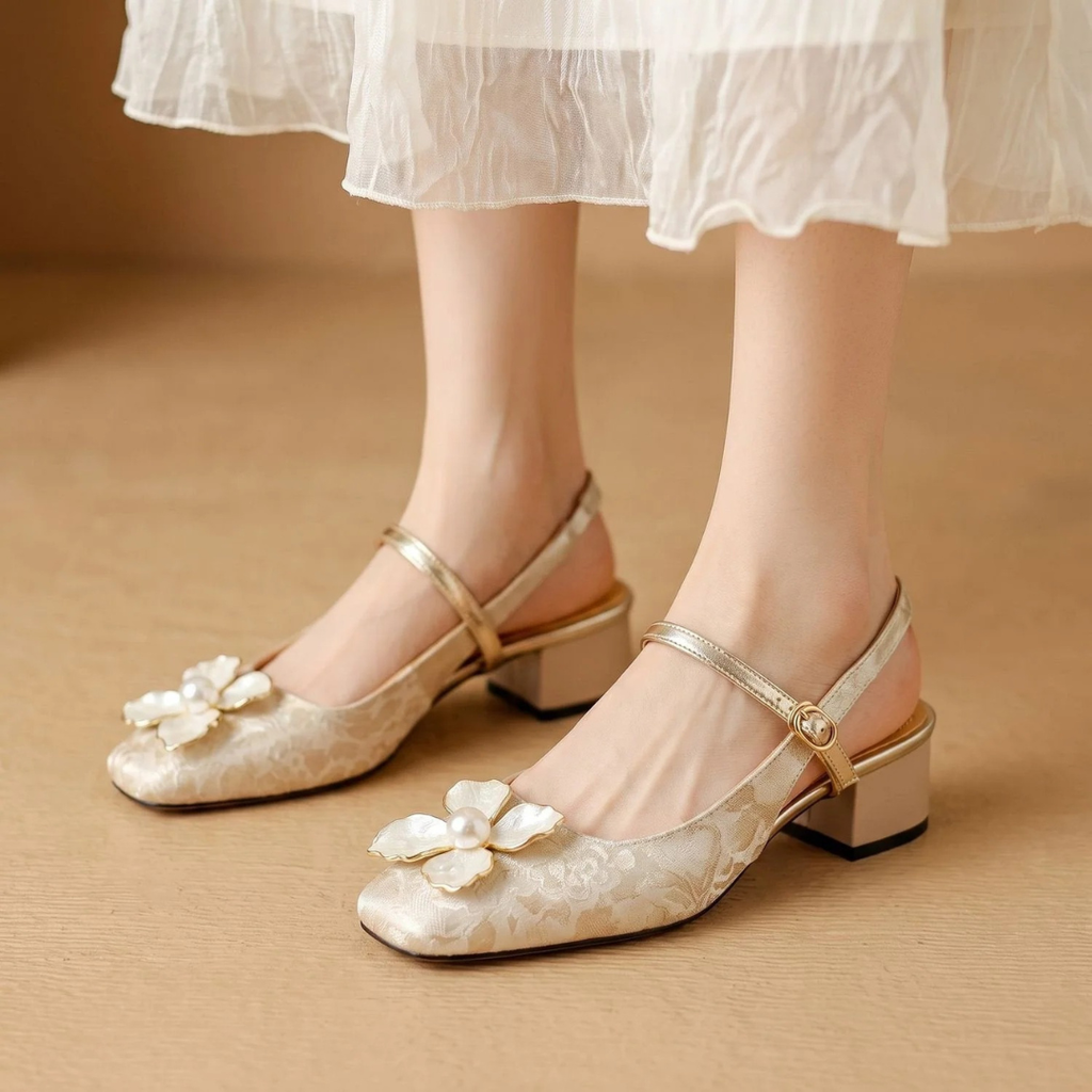 Cecilia | Damen Orthopädische Pumps mit Absatz und Blüten