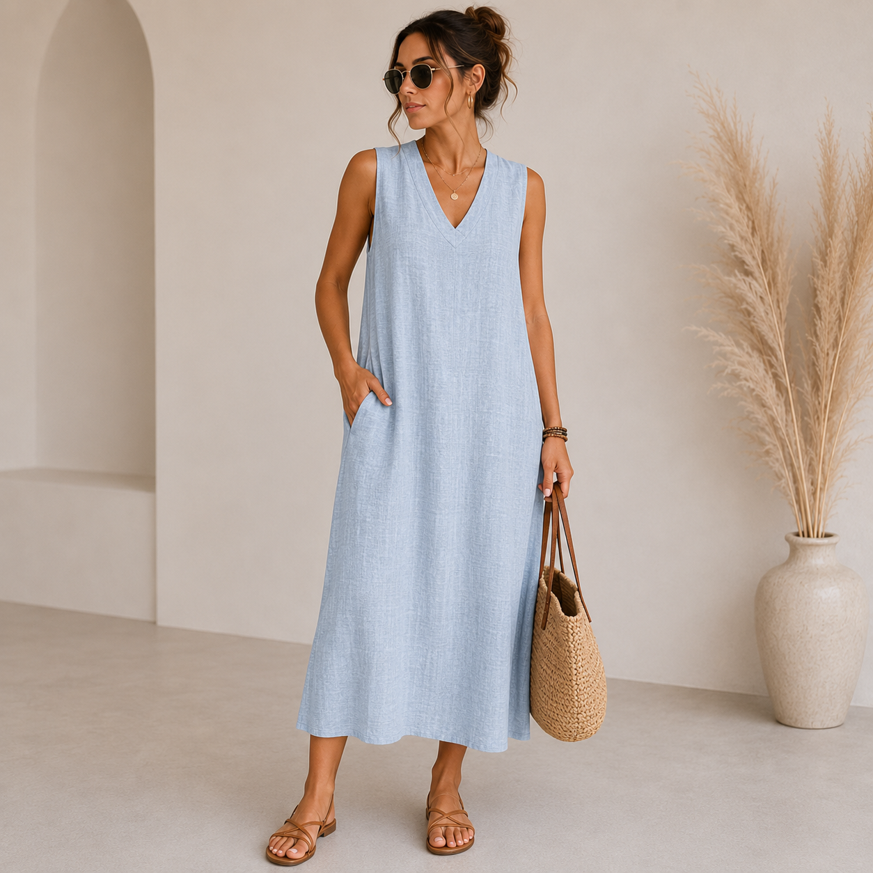 Celine | Damen Sommerkleid aus Leinen
