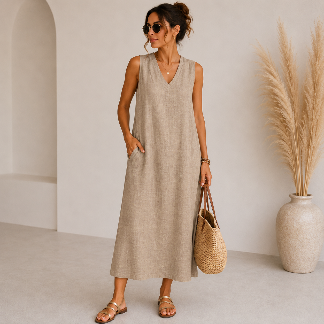 Celine | Damen Sommerkleid aus Leinen