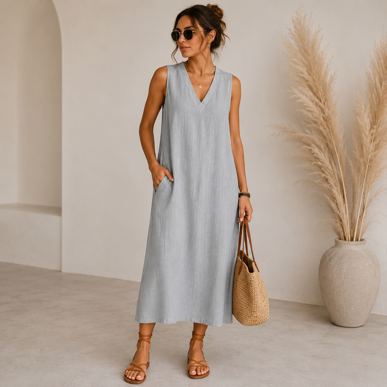 Celine | Damen Sommerkleid aus Leinen
