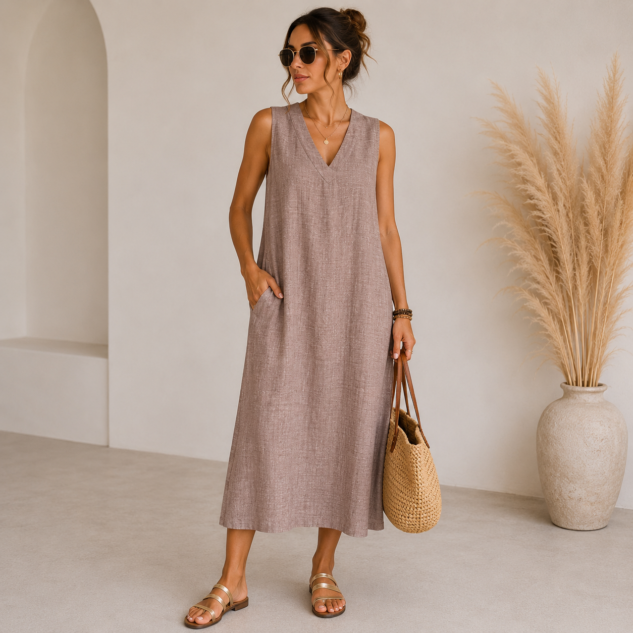 Celine | Damen Sommerkleid aus Leinen