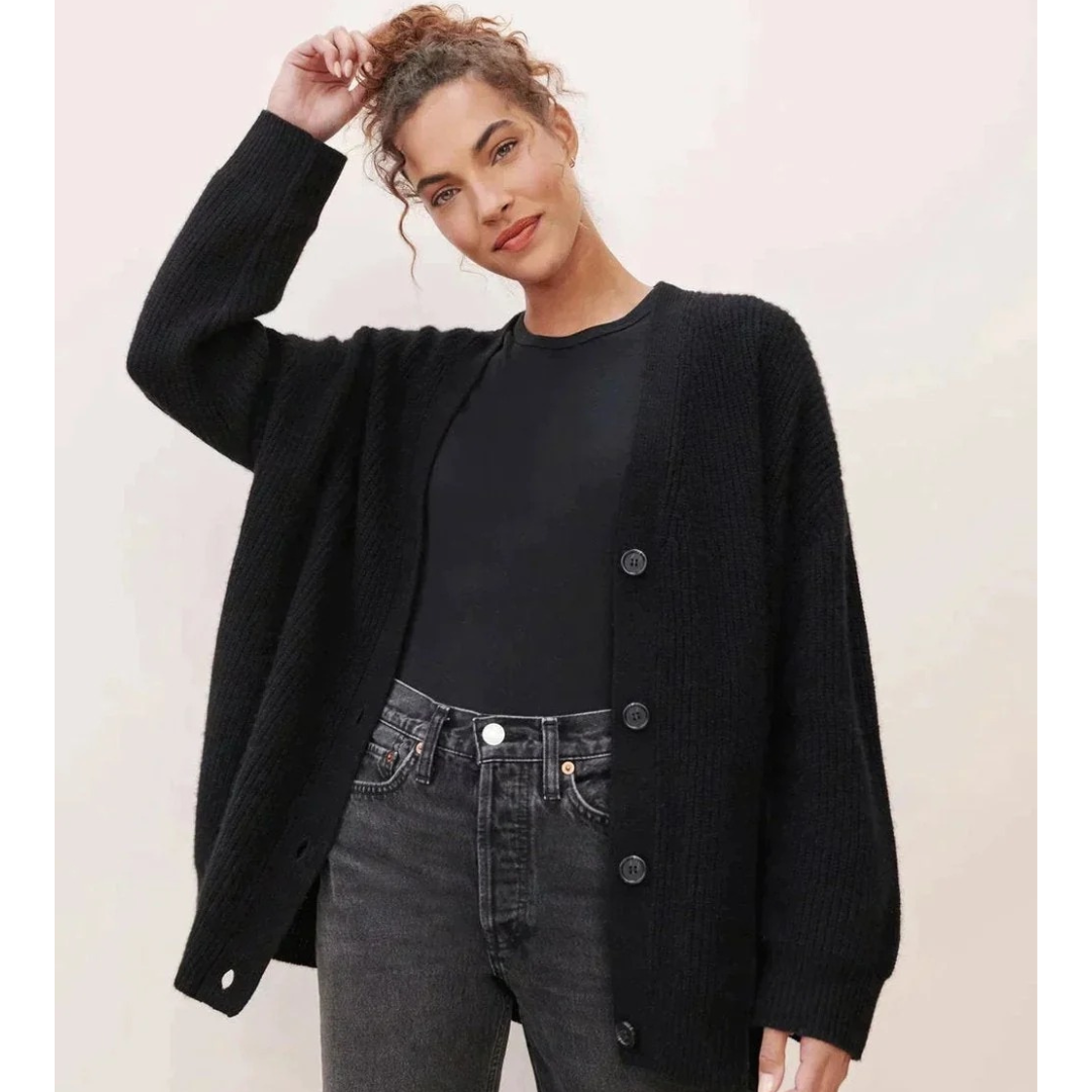 Celine | Damen Warme Strickjacke mit V-Ausschnitt