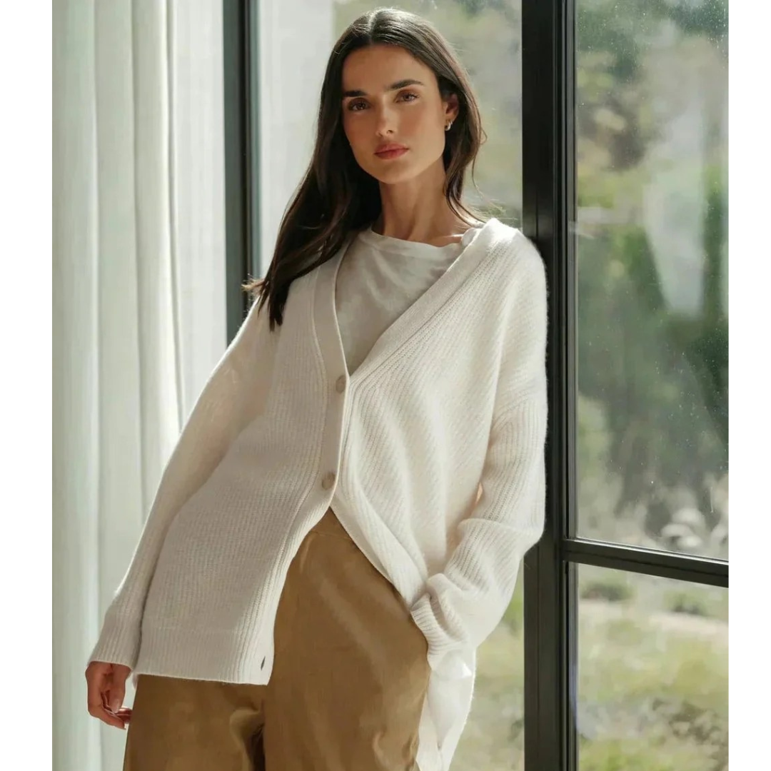 Celine | Damen Warme Strickjacke mit V-Ausschnitt