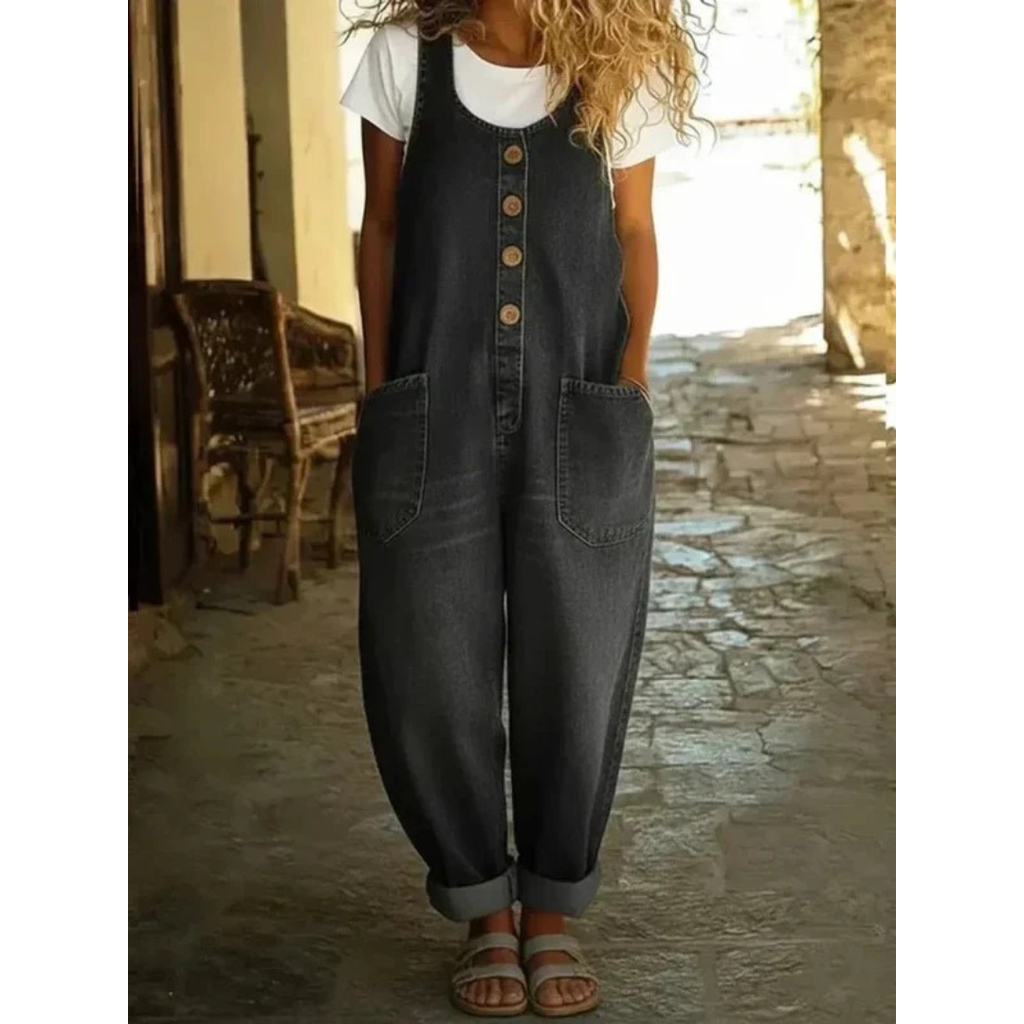 Charlotte | Damen Boho Denim Freizeit Jumpsuit