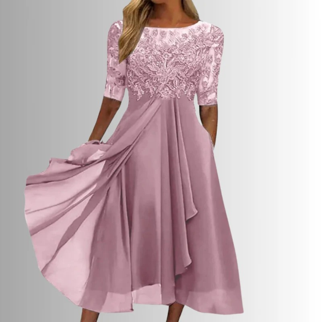 Charlotte | Damen Elegante Spitzen Midikleid