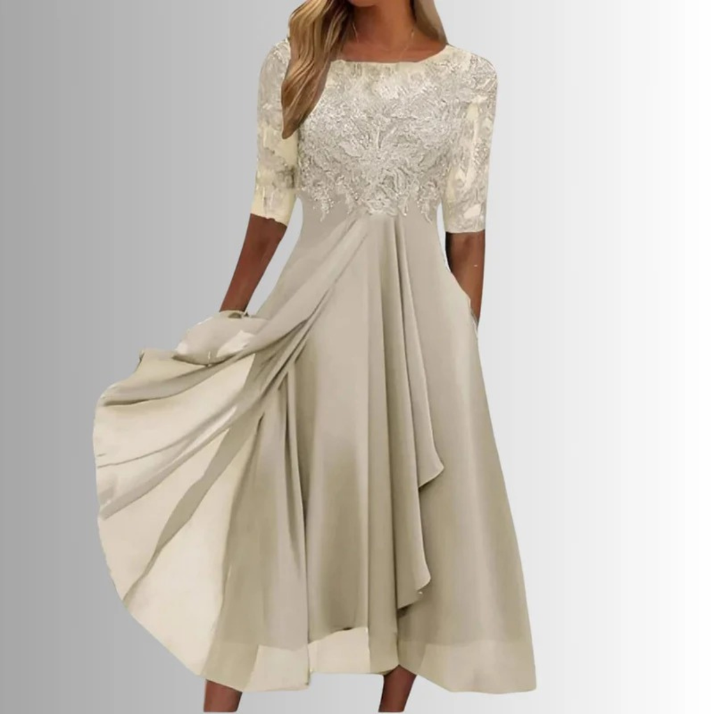 Charlotte | Damen Elegante Spitzen Midikleid