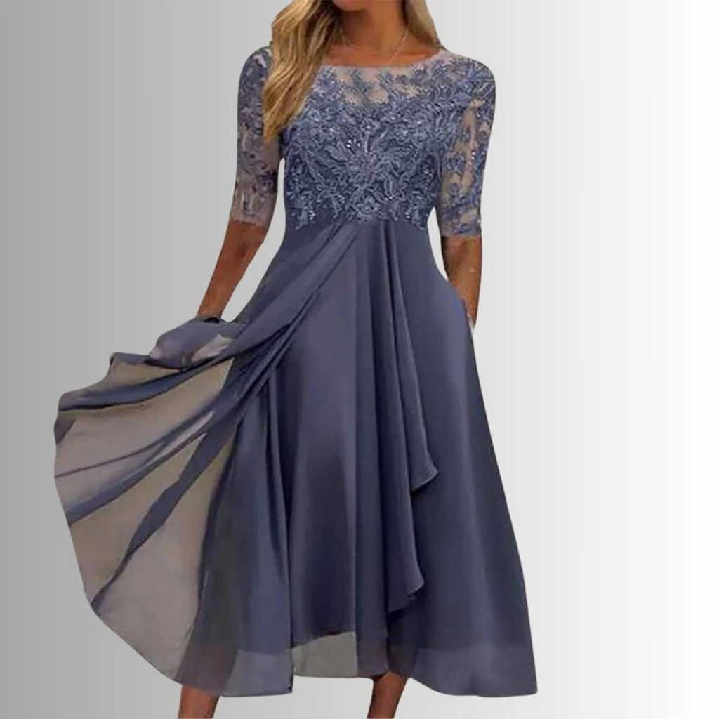 Charlotte | Damen Elegante Spitzen Midikleid