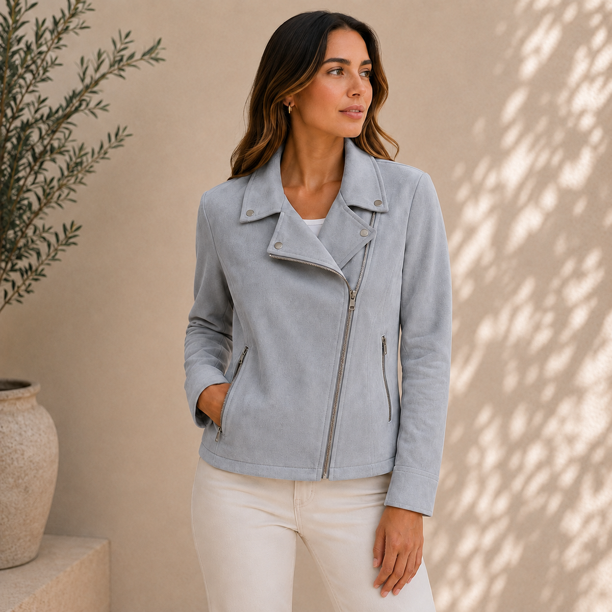 Charlotte | Damen Klassische Kunstleder Bikerjacke