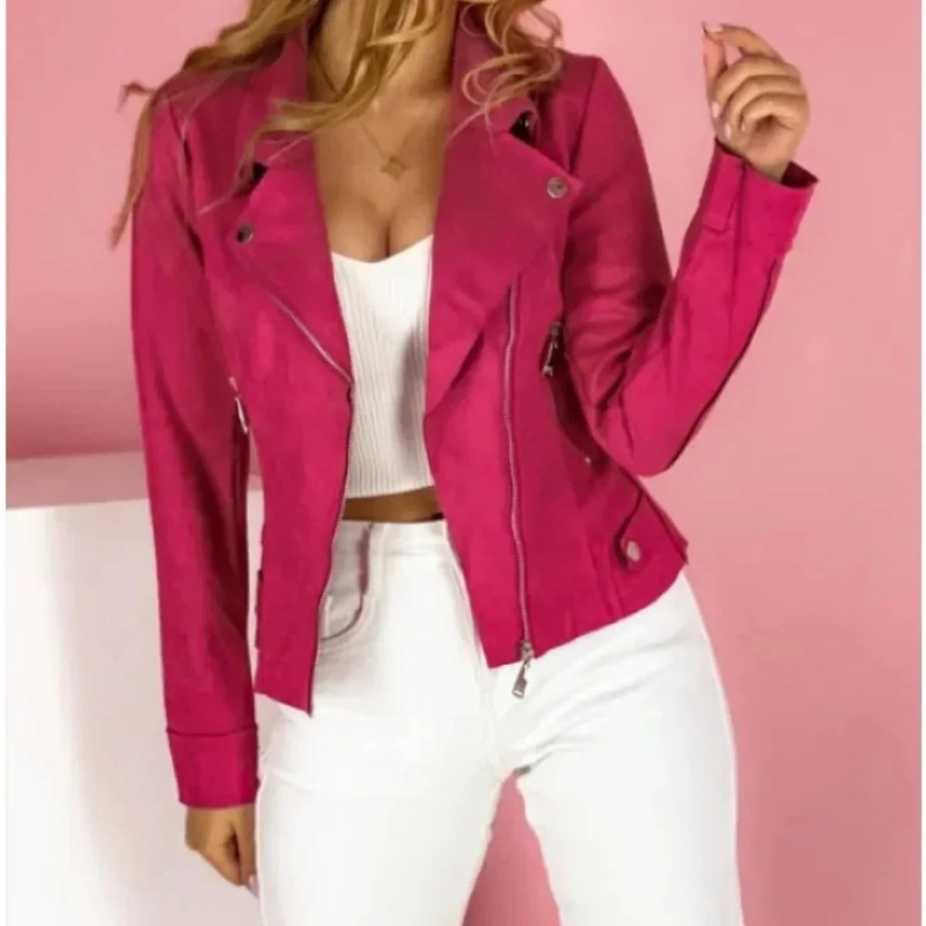 Charlotte | Damen Klassische Kunstleder Bikerjacke