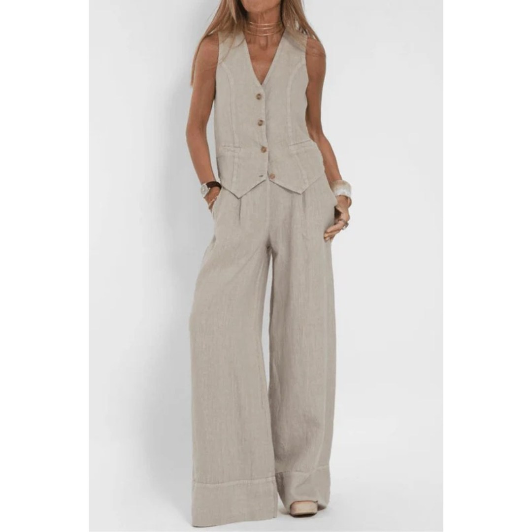 Charlotte | Damen Modern Zweiteiler Hose Weste Set