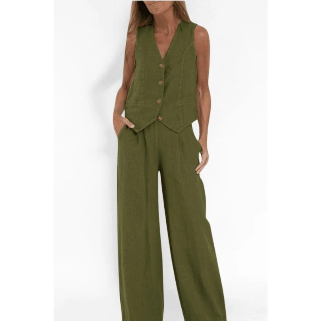 Charlotte | Damen Modern Zweiteiler Hose Weste Set