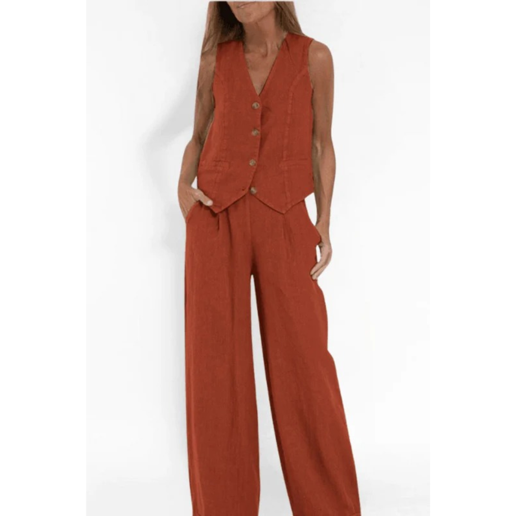 Charlotte | Damen Modern Zweiteiler Hose Weste Set