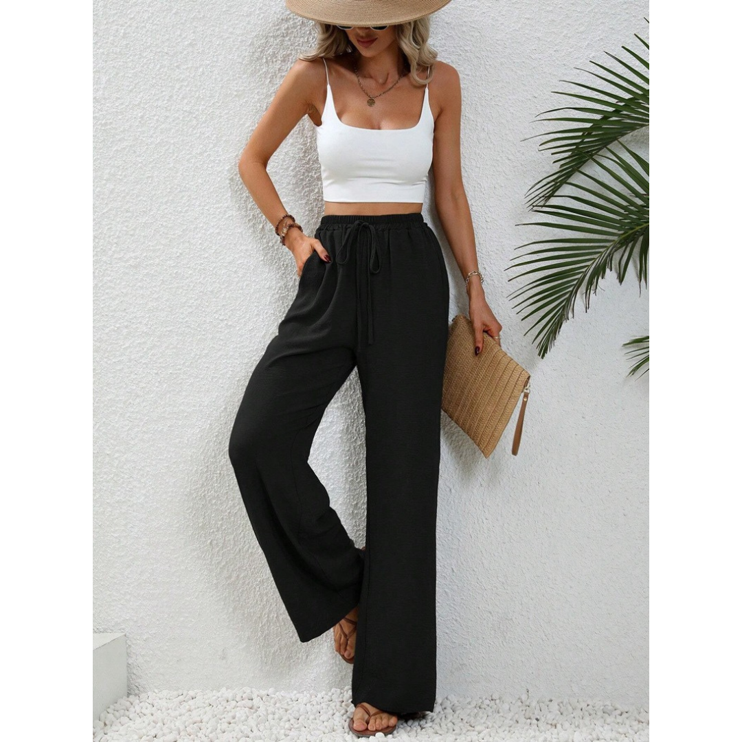 Charlotte | Damen Palazzo Hose Mit Kordelzug Für Freizeit