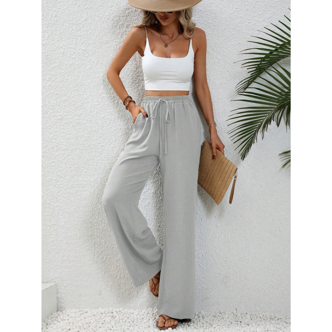 Charlotte | Damen Palazzo Hose Mit Kordelzug Für Freizeit