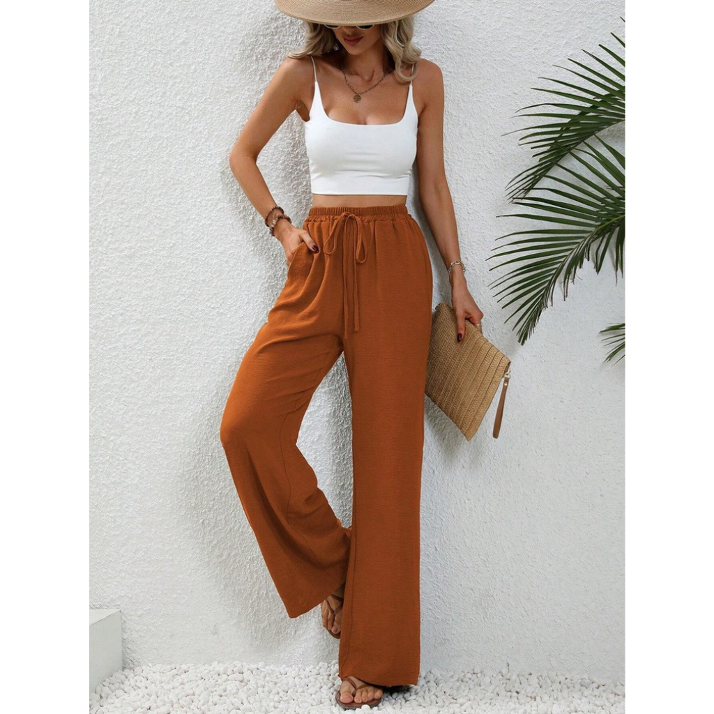 Charlotte | Damen Palazzo Hose Mit Kordelzug Für Freizeit