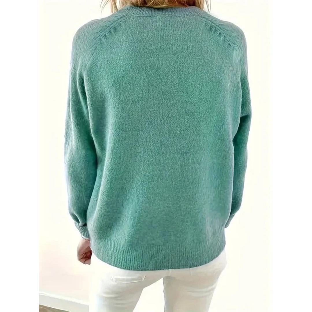 Charlotte | Damen V Ausschnitt Strickpullover mit Knöpfen
