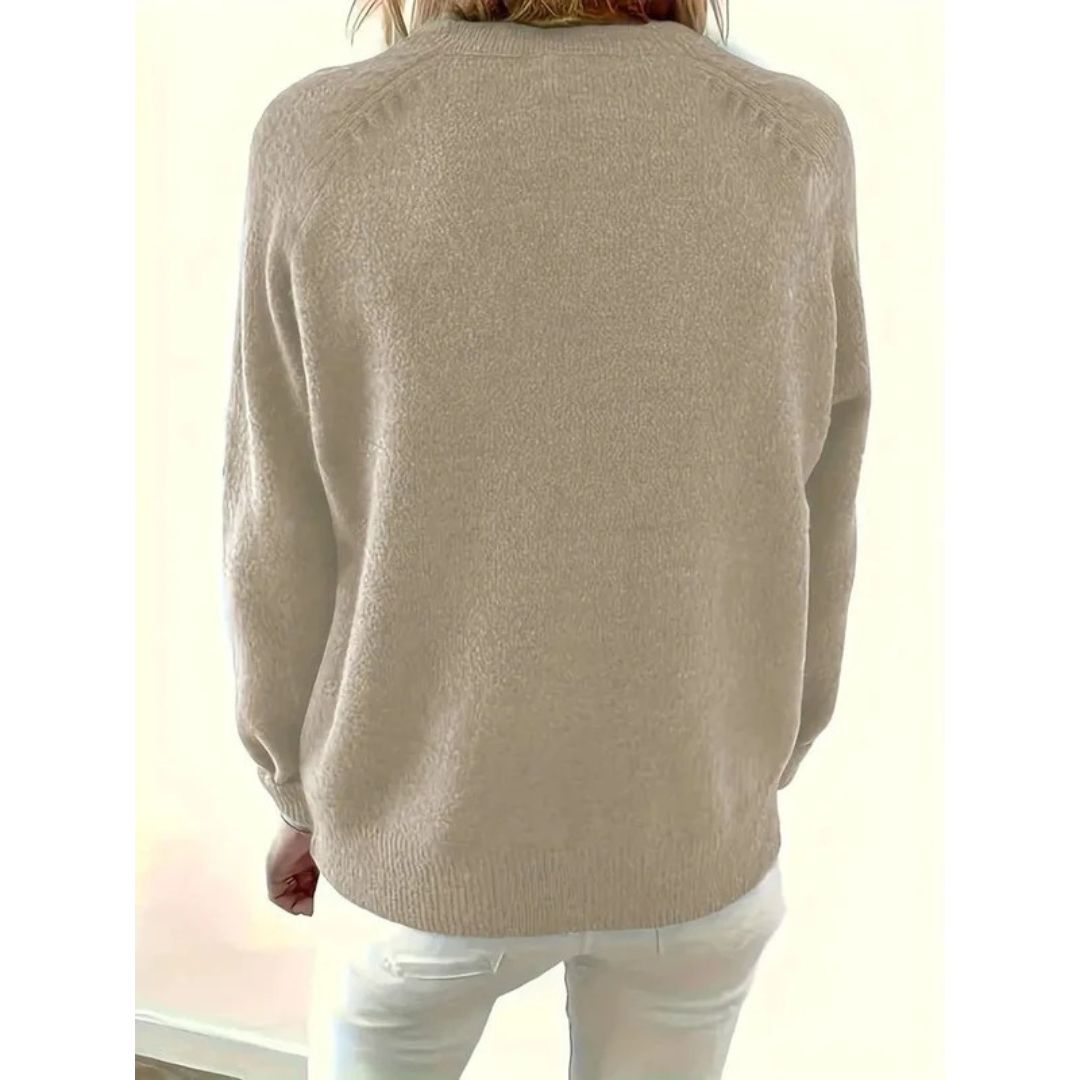 Charlotte | Damen V Ausschnitt Strickpullover mit Knöpfen