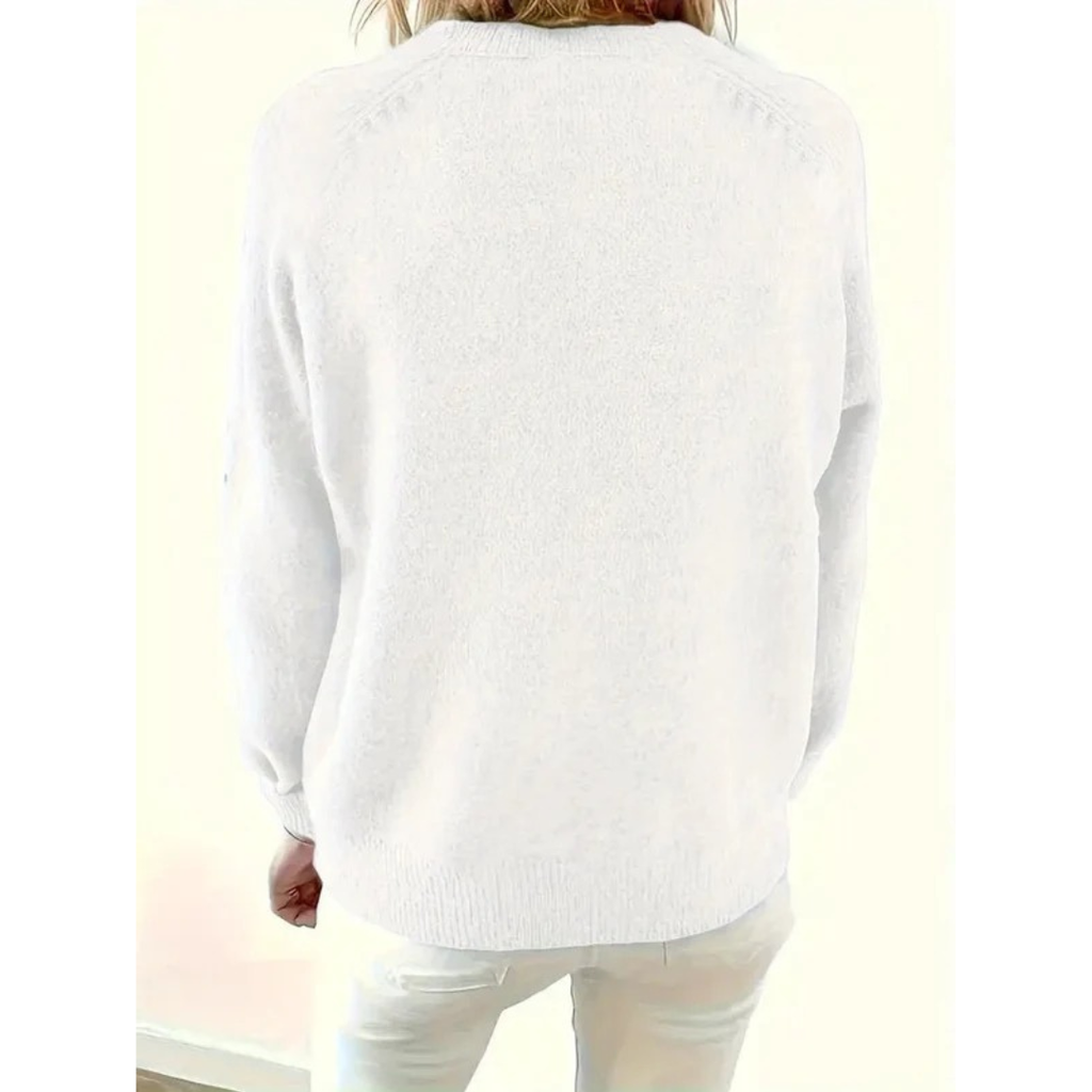 Charlotte | Damen V Ausschnitt Strickpullover mit Knöpfen