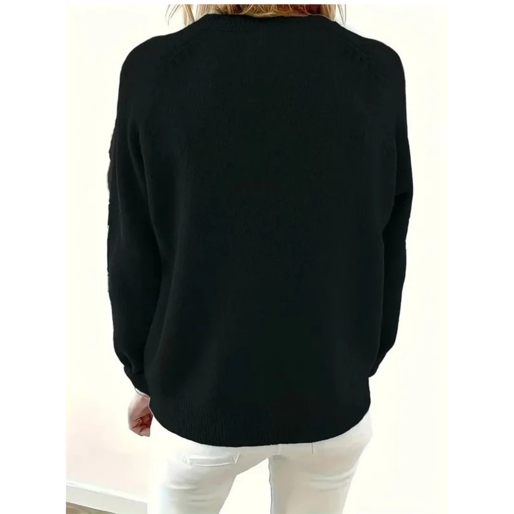 Charlotte | Damen V Ausschnitt Strickpullover mit Knöpfen