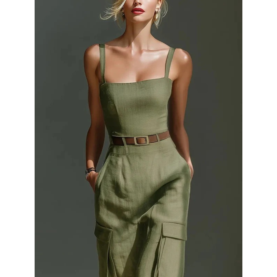 Christel | Damen Grünes Cargo Midikleid