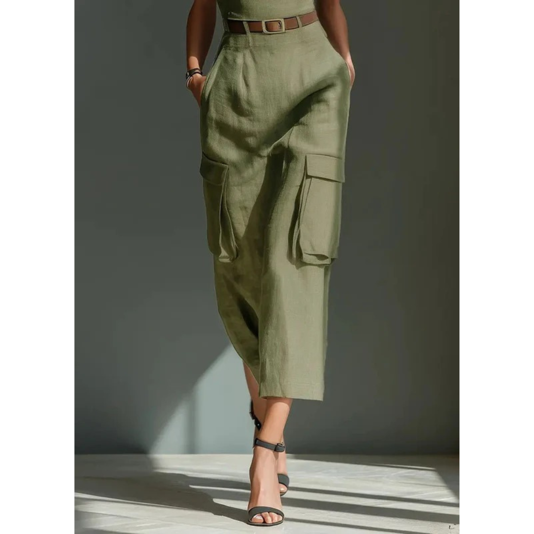 Christel | Damen Grünes Cargo Midikleid