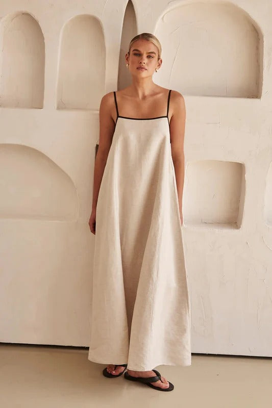 Christiane | Damen Creme farbe Freizeit Maxikleid