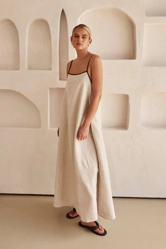 Christiane | Damen Creme farbe Freizeit Maxikleid