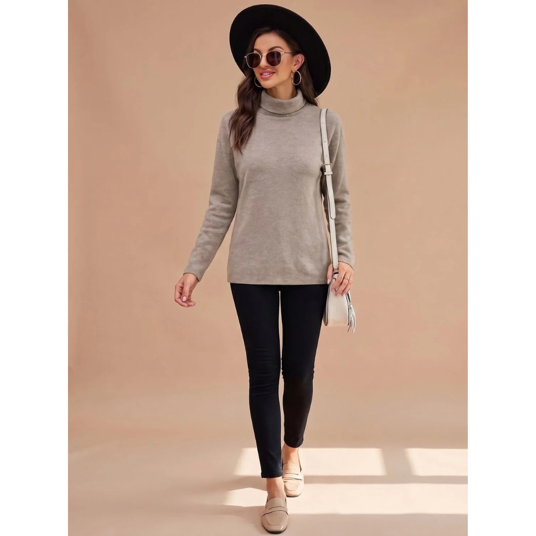 Christiane | Damen Rollkragenpullover mit Strick Design und Langarm