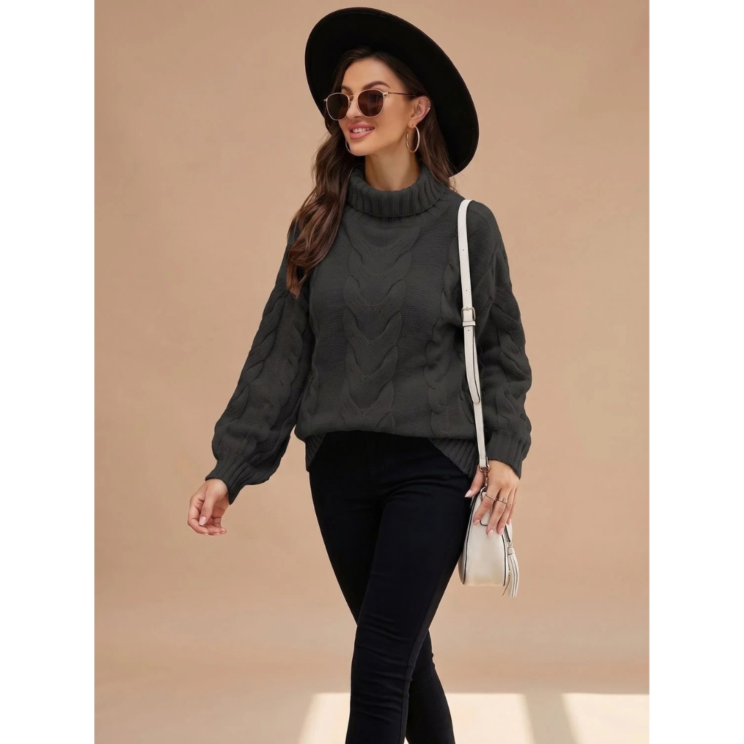 Christiane | Damen Rollkragenpullover mit Strick Design und Langarm