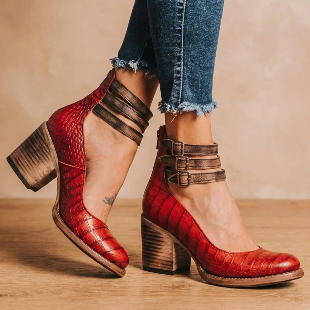 Christina | Damen Orthopädische Stiefeletten mit Doppelter Schnalle