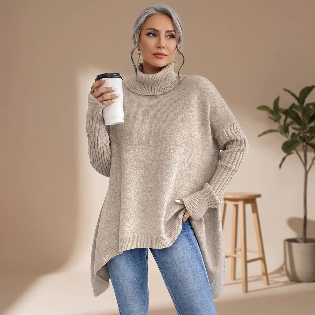 Christina | Damen Rollkragenpullover mit langram und Oversized Schnitt
