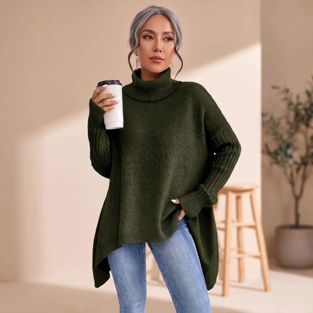 Christina | Damen Rollkragenpullover mit langram und Oversized Schnitt