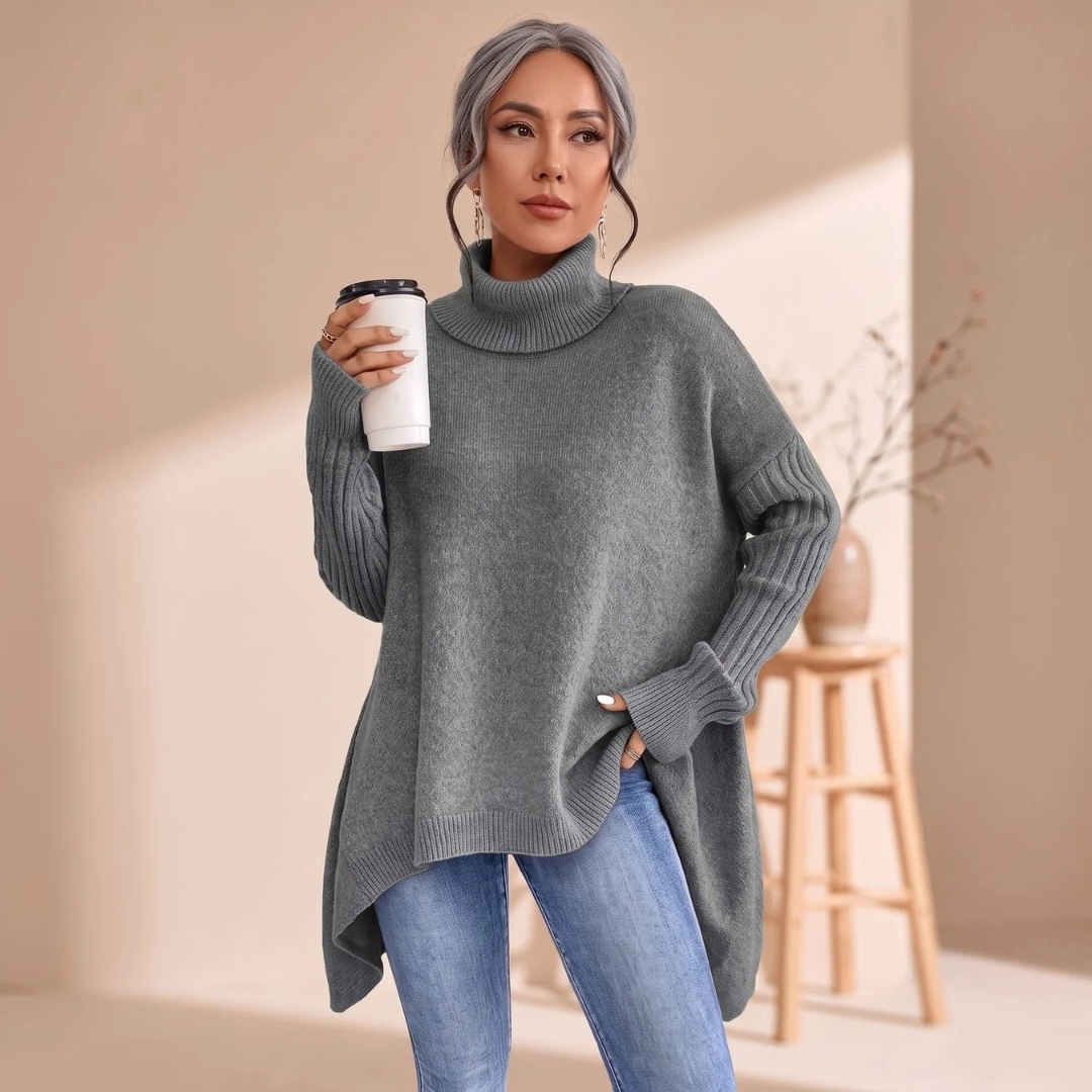 Christina | Damen Rollkragenpullover mit langram und Oversized Schnitt