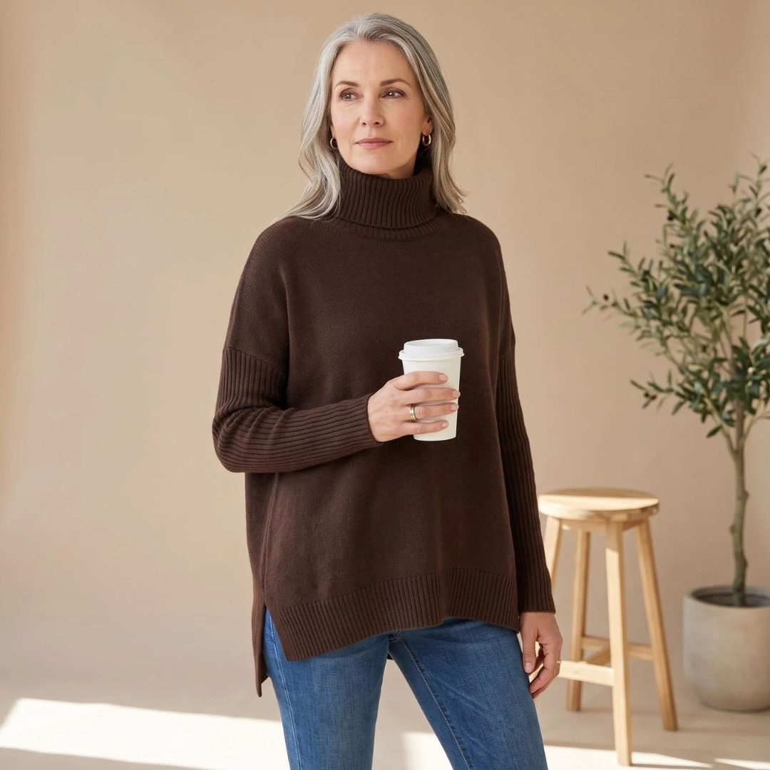 Christina | Damen Rollkragenpullover mit langram und Oversized Schnitt