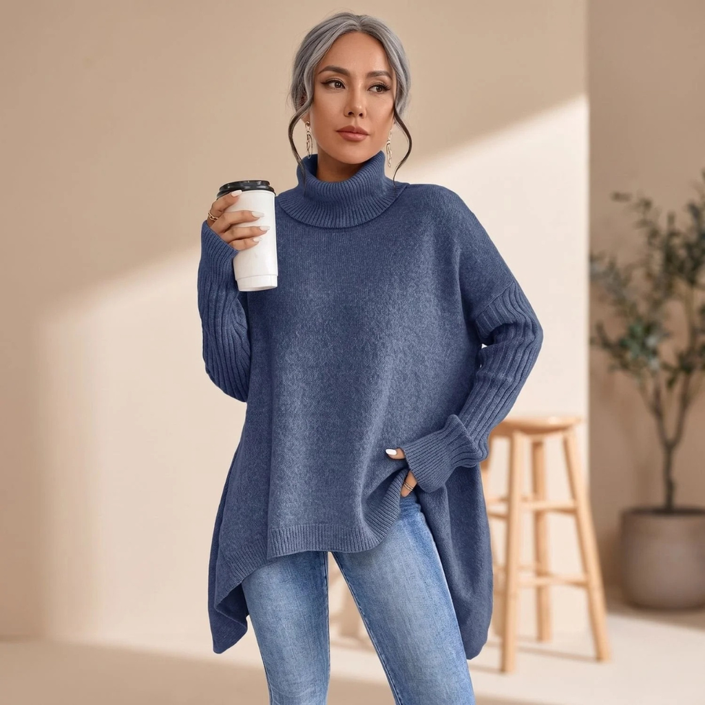 Christina | Damen Rollkragenpullover mit langram und Oversized Schnitt