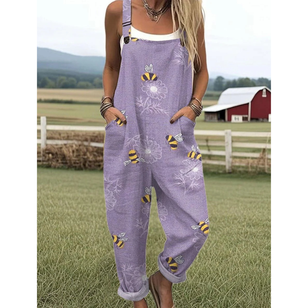 Clara | Damen Lila Komfort Jumpsuit Mit Trägern