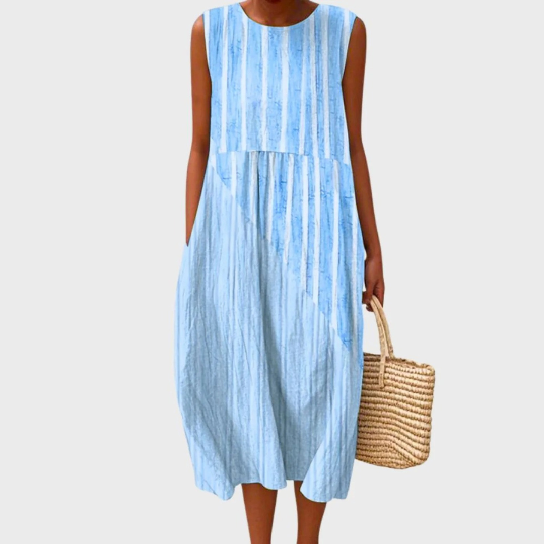 Clara | Damen Linnen Midi-Kleid Relaxed-Fit