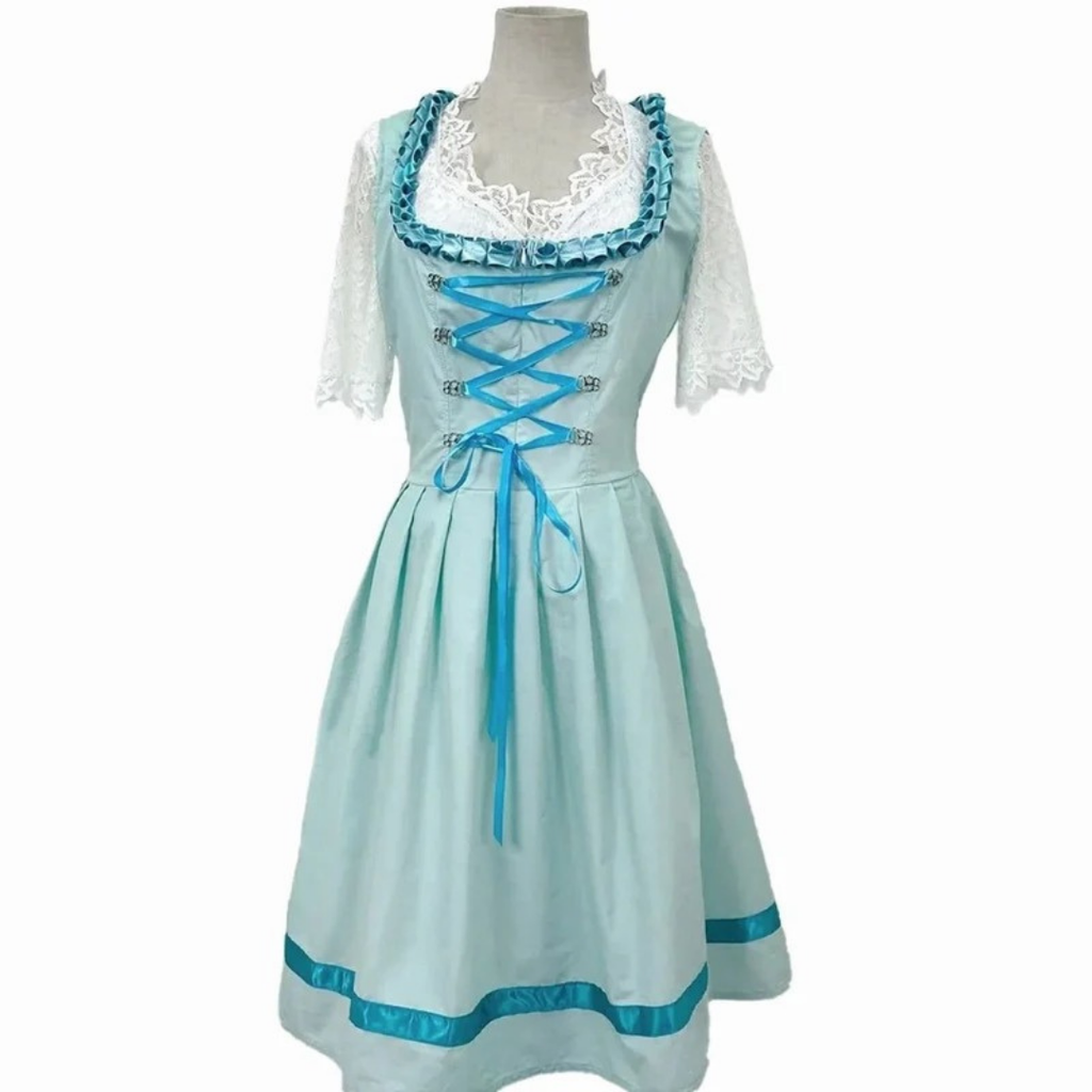 Clarissa | Damen Oktoberfest Dirndl Mit Spitzen Ärmel Und Rock Muster